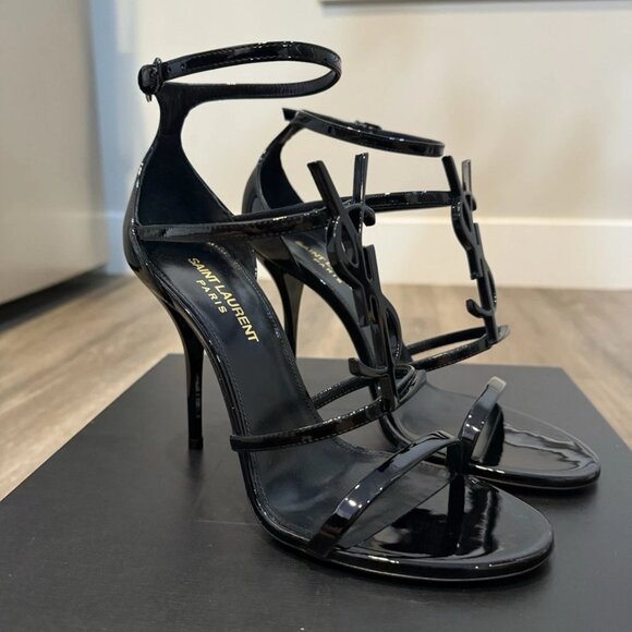 Saint Laurent Cassandra Heels Patent Black Leather - Picture 1 of 4
